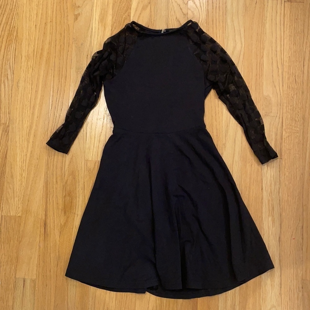 Black express dress with sheer sleeves